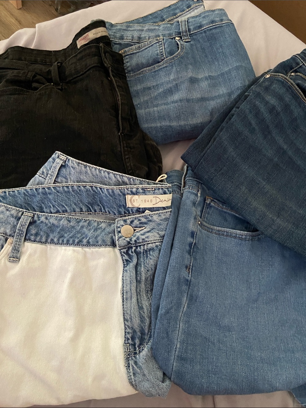 Women’s Slim Jeans - Mixed Blue and Black Denim